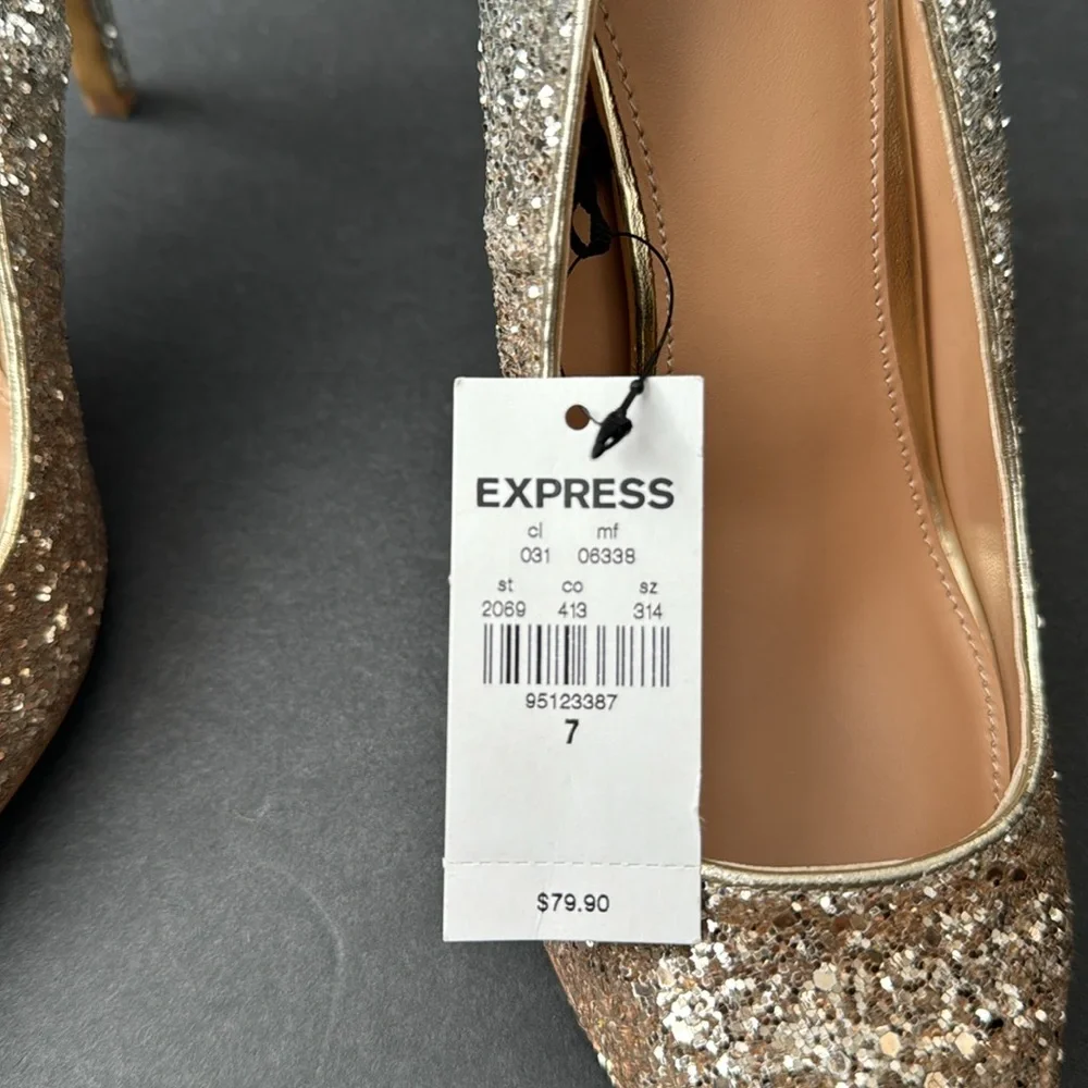 NWT- Sparkling Two-Tone Glitter Gold and Silver Express Pump Heel Size 7 - Picture 9 of 9